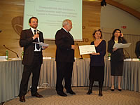 Daniela Sena, Project Manager AlpCity - Regione Piemonte -  collecting Diploma of Merit for the AlpCity Project (on Best Practices)
